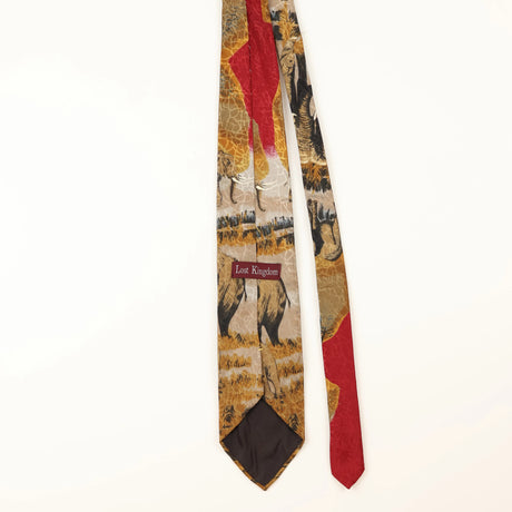 Back of Vintage Elephant Animal Print Patterned Tie