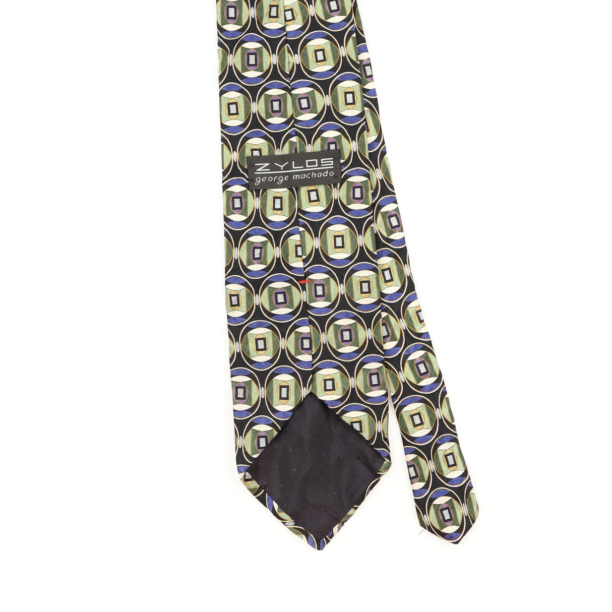 Back Back Detail of Vintage 1990's Zylos Geometric Patterned Tie