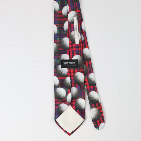 Back of Vintage Golf Ball Check Patterned Tie