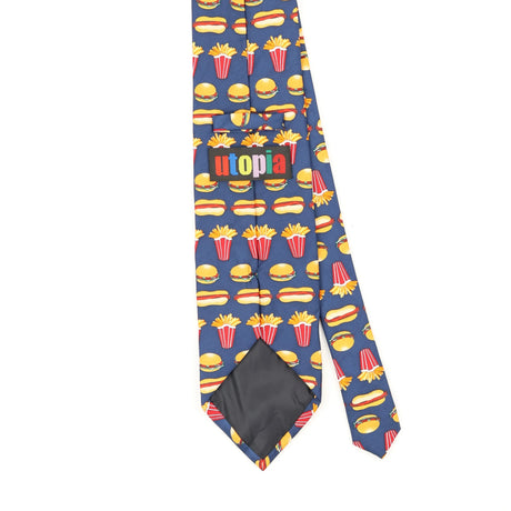 Back Back Detail of Vintage Fast Food Cartoon Patterned Tie