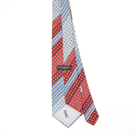Back Back of Vintage 1980's Yves Saint Laurent Geometric Patterned Tie