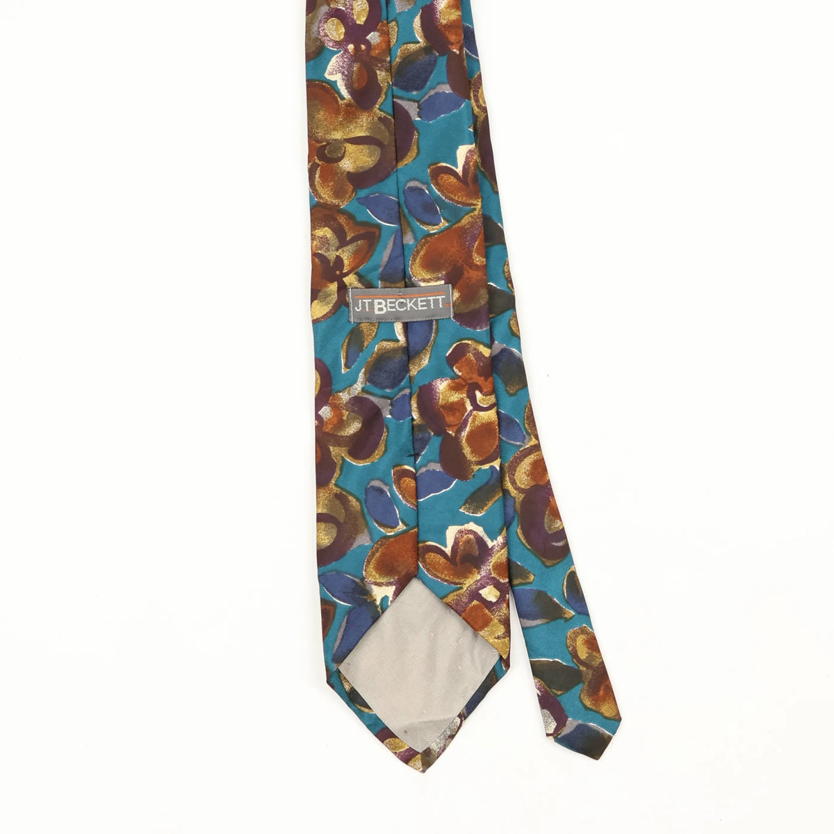 Back Back Detail of Vintage 1990's J.T. Beckett Floral Patterned Tie