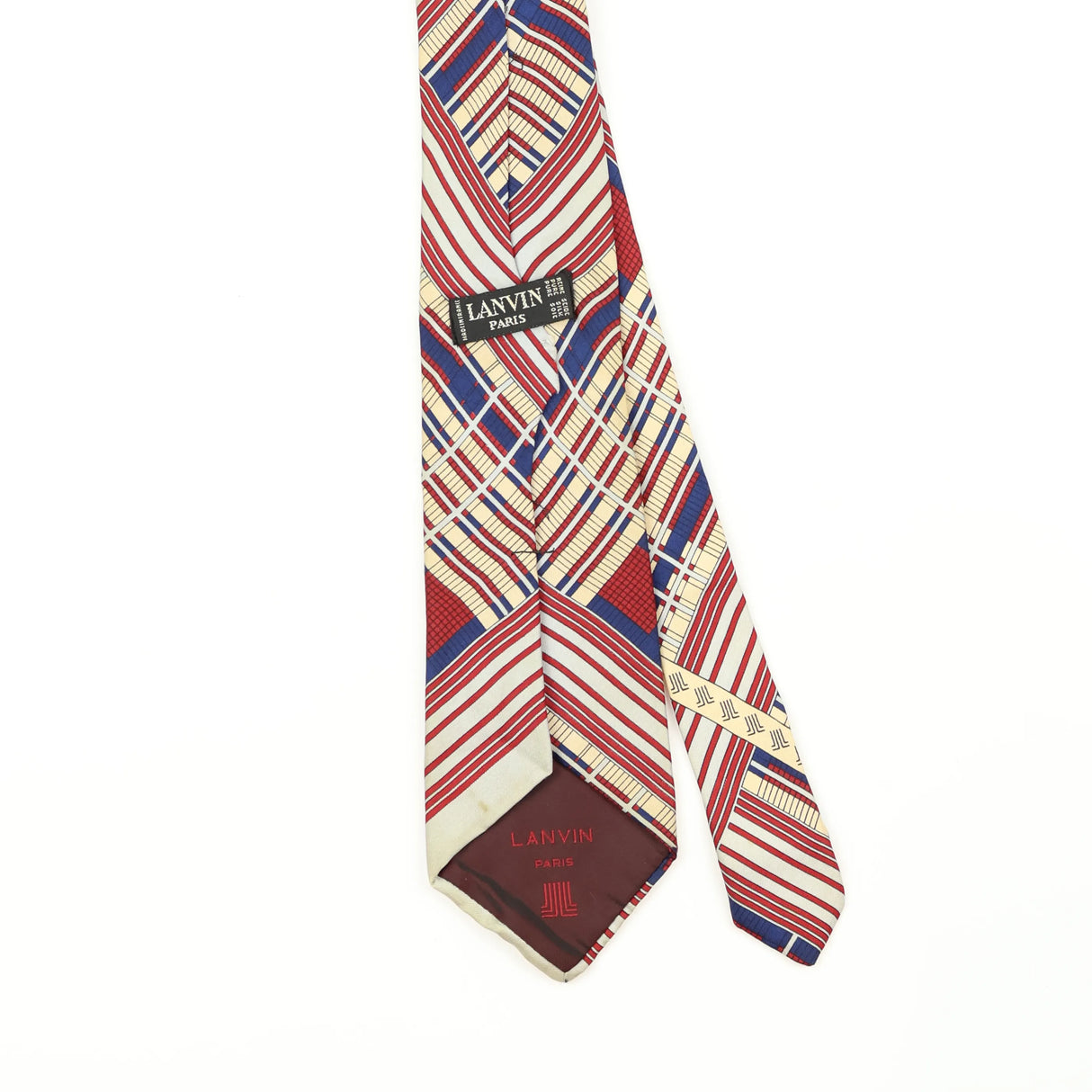 Back Back Detail of Vintage 1980's Lanvin Geometric Patterned Tie