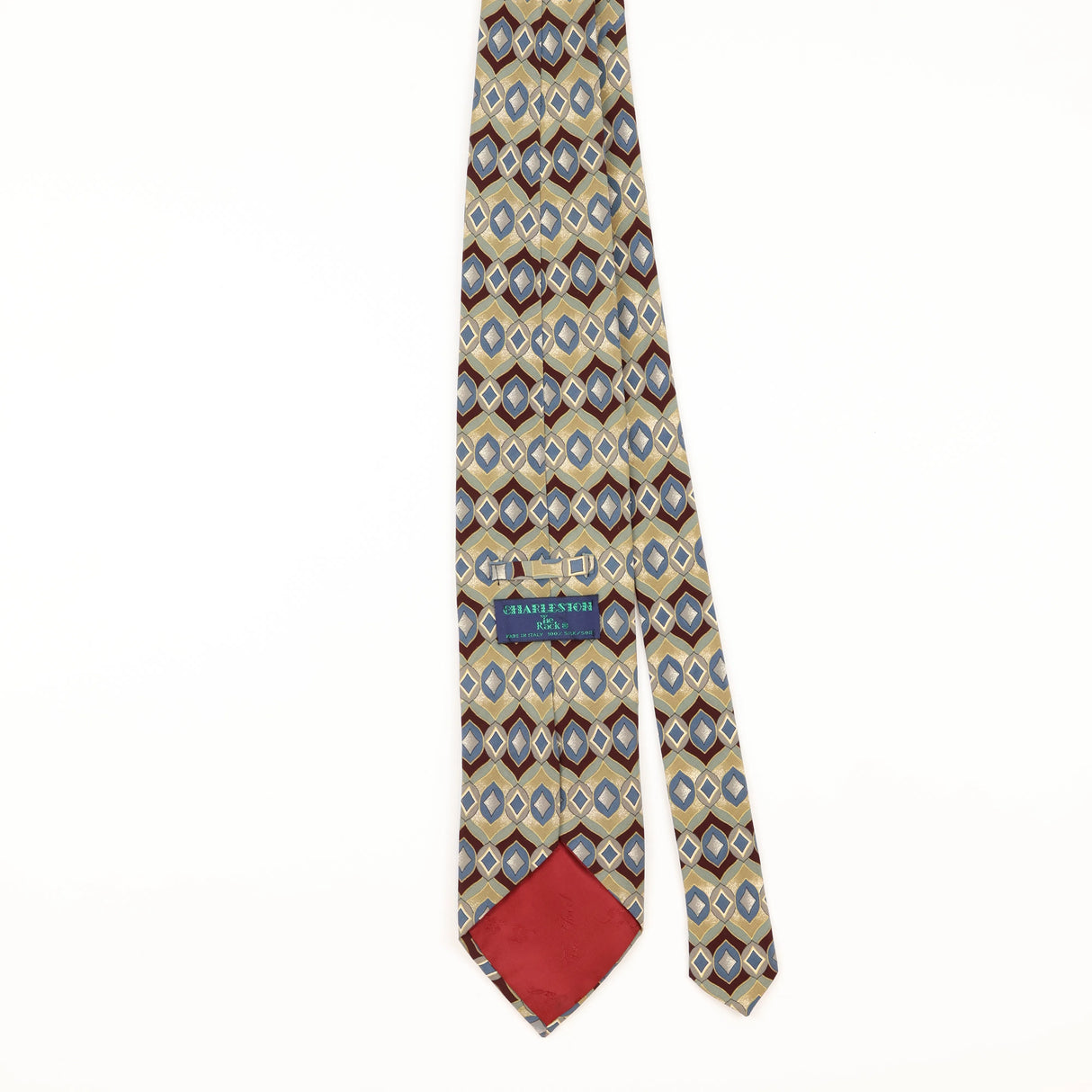 Back of Vintage 1990's Tie Rack Charleston Geometric Patterned Tie