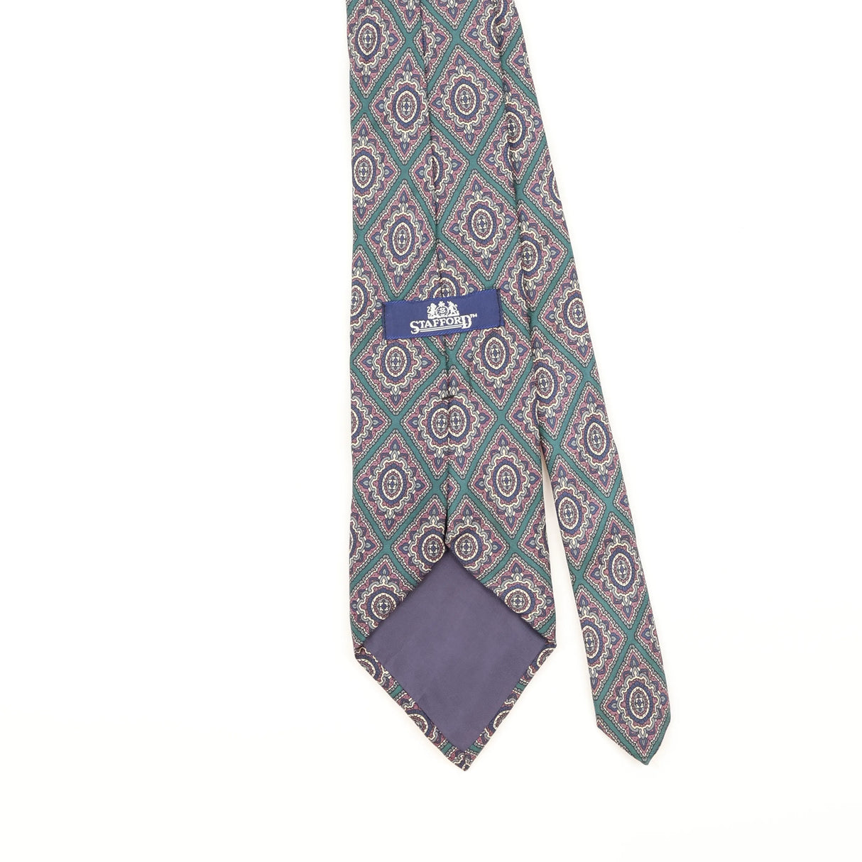 Back Detail of Vintage 1990's Stafford Geometric Patterned Tie