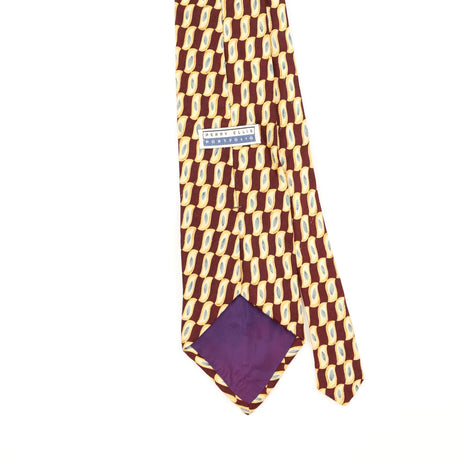 Back Detail of Vintage 1990's Oscar De La Renta Geometric Patterned Tie