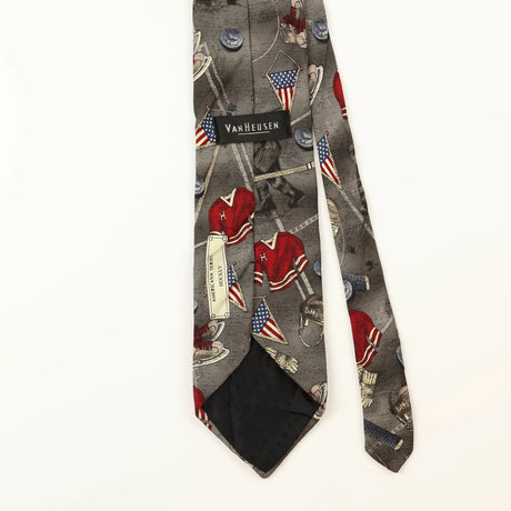 Back Detail of Vintage Van Heusen Hockey Cartoon Patterned Tie