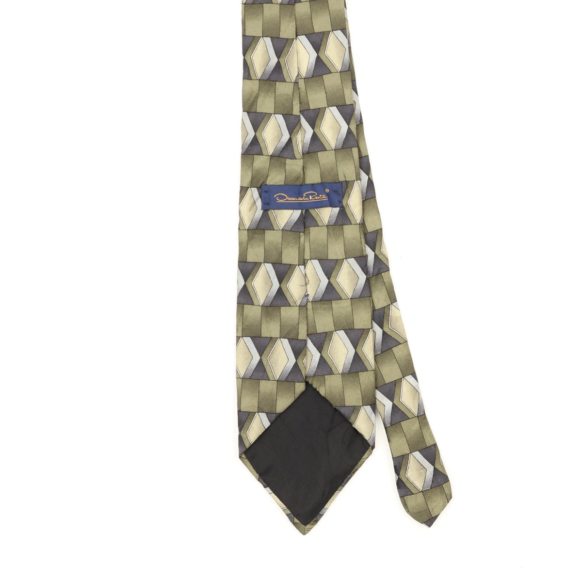 Back Back Detail of Vintage 1990's Oscar De La Renta Geometric Patterned Tie