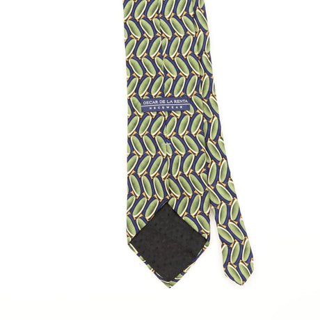 Back Detail of Vintage Oscar De La Renta Geometric Patterned Tie