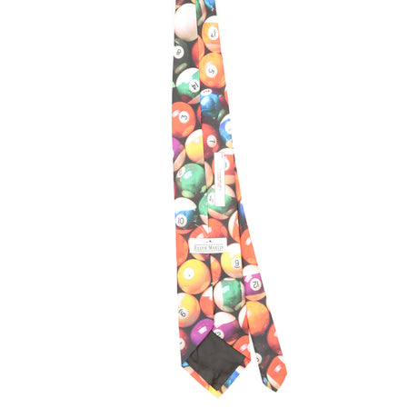 Back Back of Vintage 1990's Ralph Marlin Pool Balls Abstract Patterned Tie