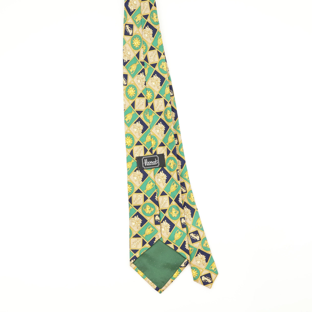Back Back of Vintage 1990's Harrods Geometric Patterned Tie