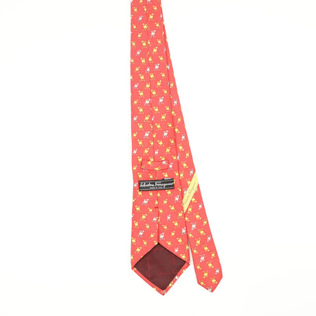 Back Back of Vintage 1990's Salvatore Ferragamo Camels Animal Print Patterned Tie