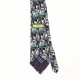 Back Back Detail of Vintage 1990's Jerry Garcia Clockworks Geometric Patterned Tie