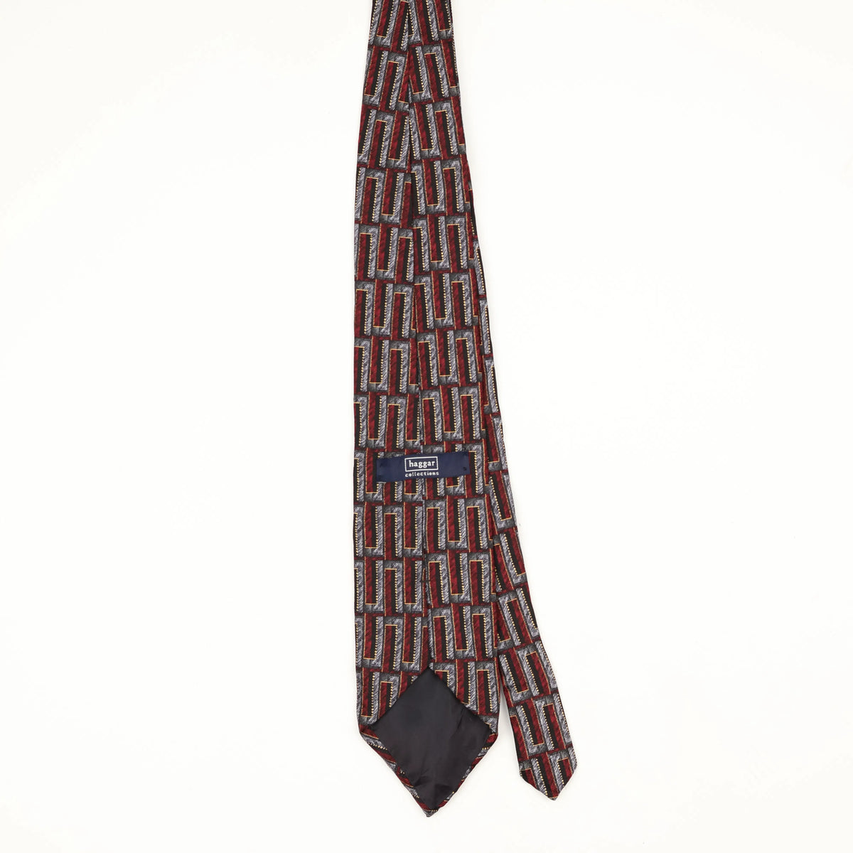 Back Back of Vintage 1990's Haggar Geometric Patterned Tie