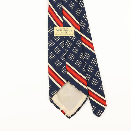 Back Detail of Vintage 1980's Louis Feraud Paris Striped Patterned Tie