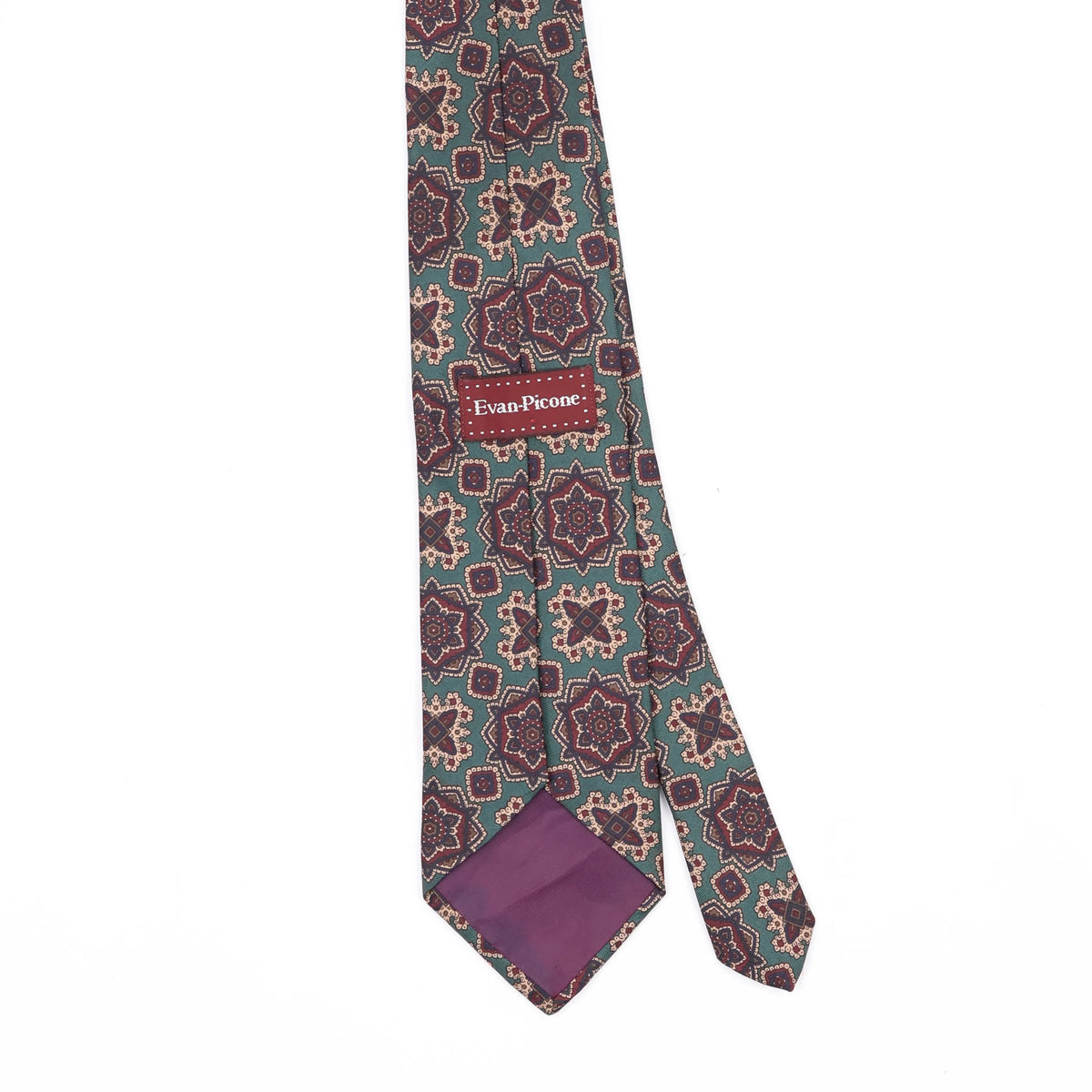 Back Back Detail of Vintage 1990's Evan Picone Mosaic Geometric Patterned Tie