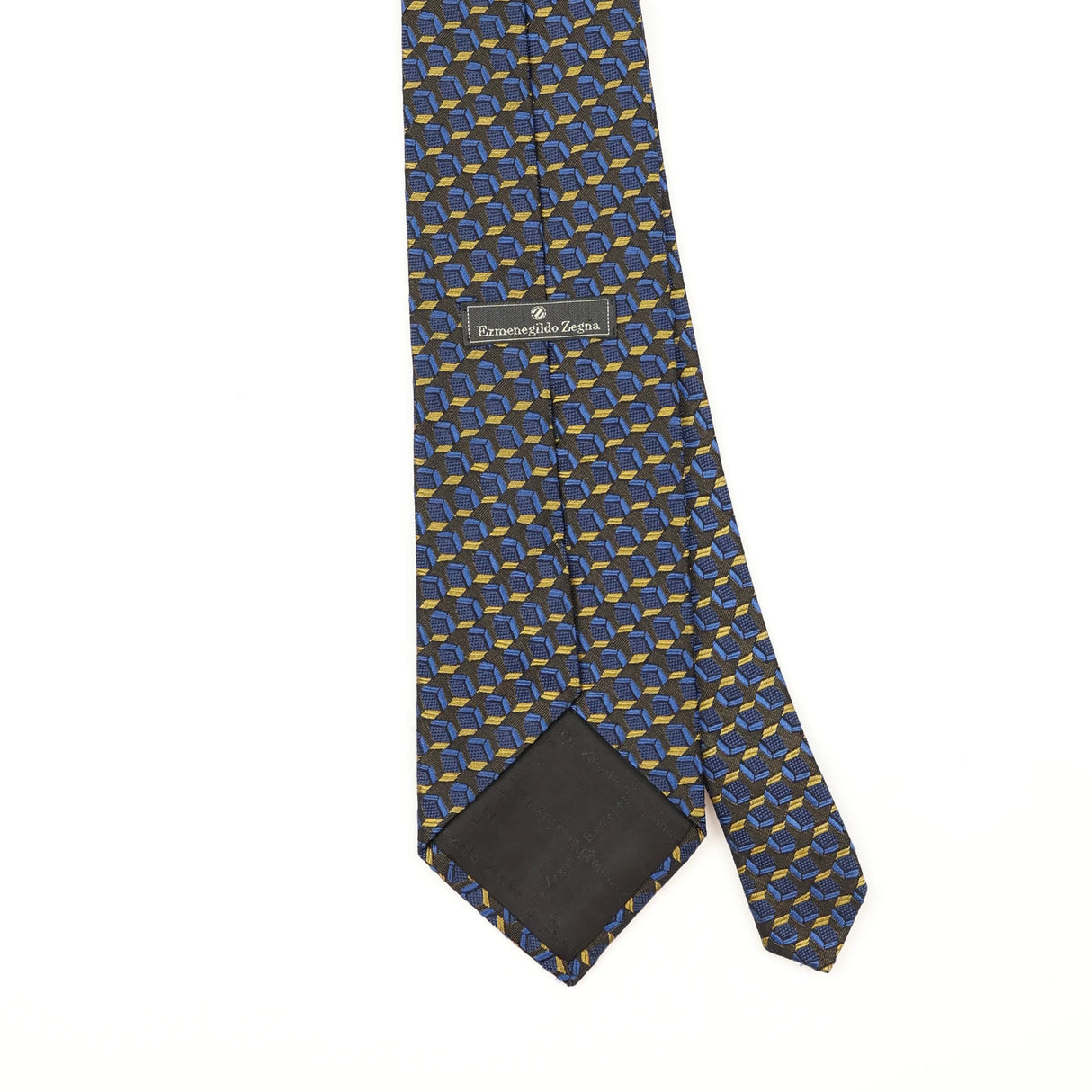 Back Back Detail of Vintage 1990's Ermenegildo Zegna Geometric Patterned Tie