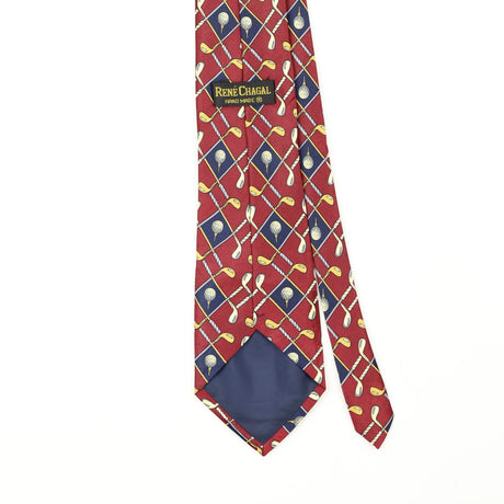 Back Back Detail of Vintage Rene Chagal Golf Clubs Geometric Patterned Tie