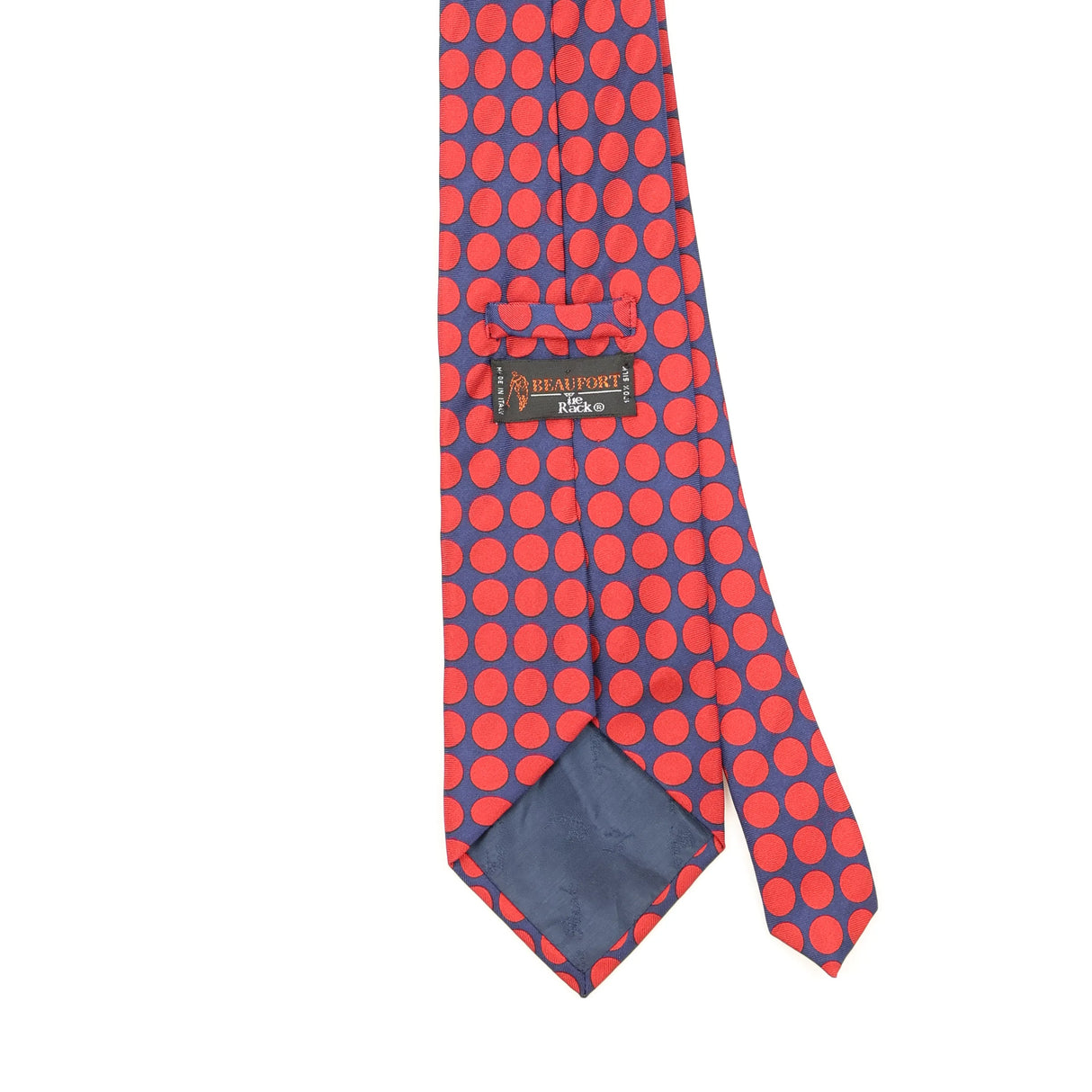 Back Detail of Vintage 1990's Tie Rack Beaufort Polka Dot Patterned Tie