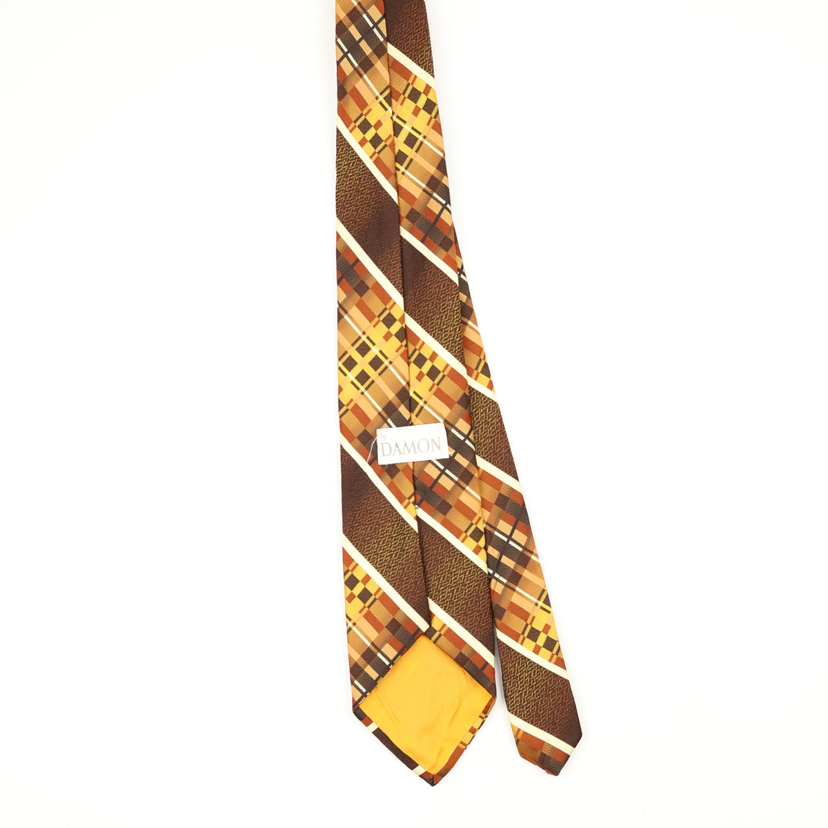 Back Back of Vintage 1970's Damon Plaids & Checks Patterned Tie