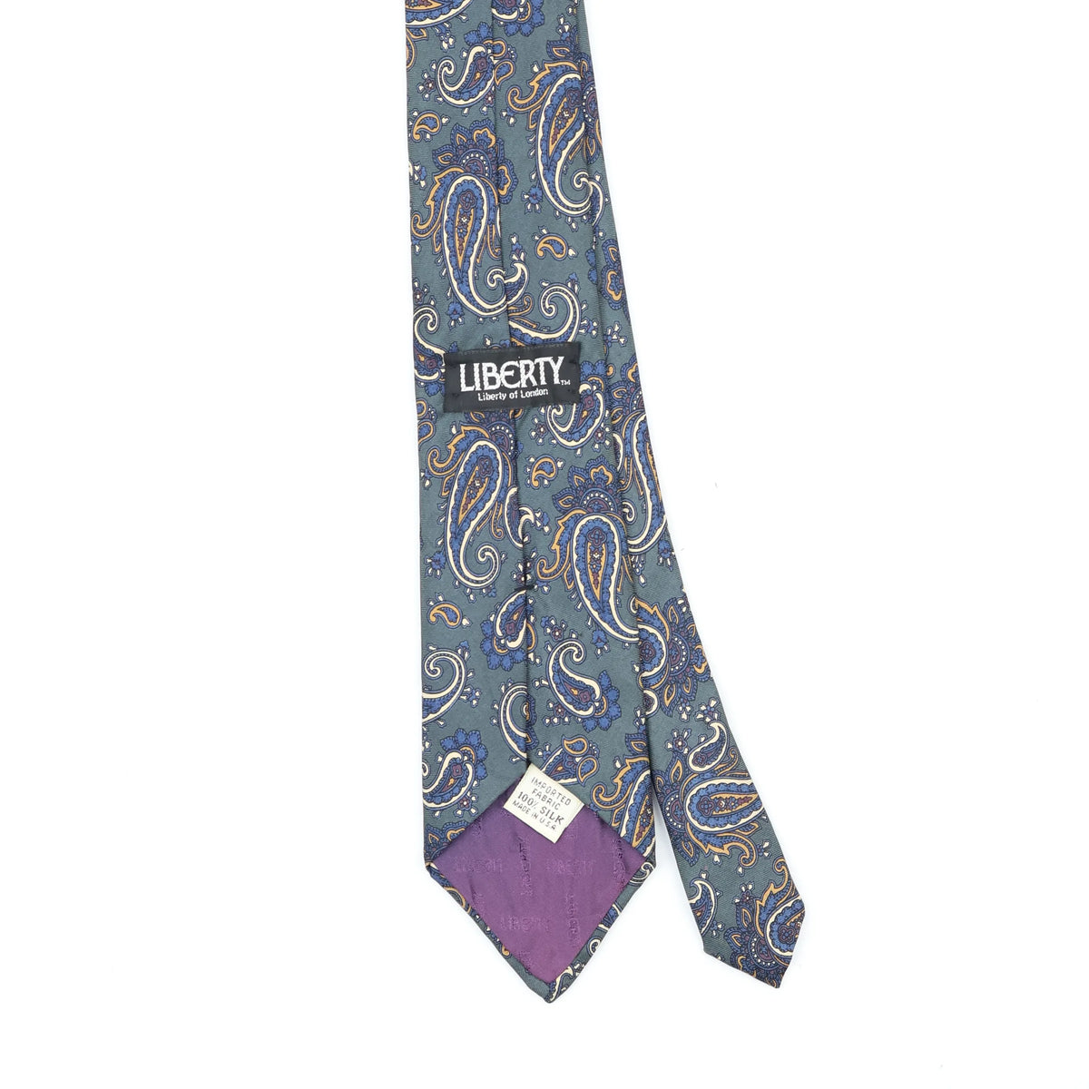Back Back Detail of Vintage 1990's Liberty of London Paisley Patterned Tie