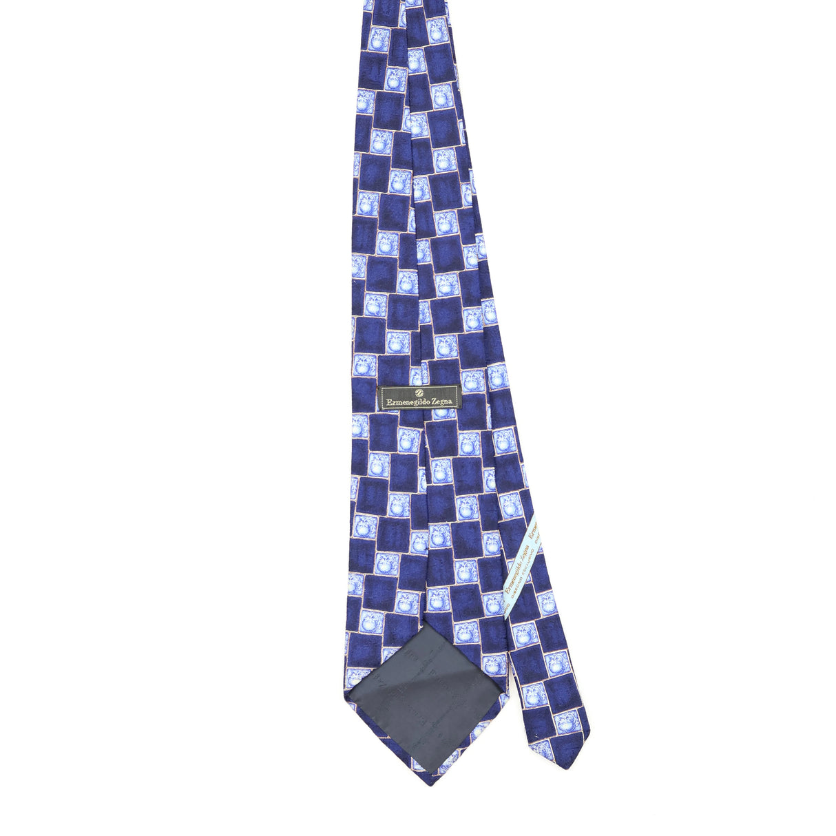 Back Back of Vintage 1990's Ermenegildo Zegna Fruit Geometric Patterned Tie