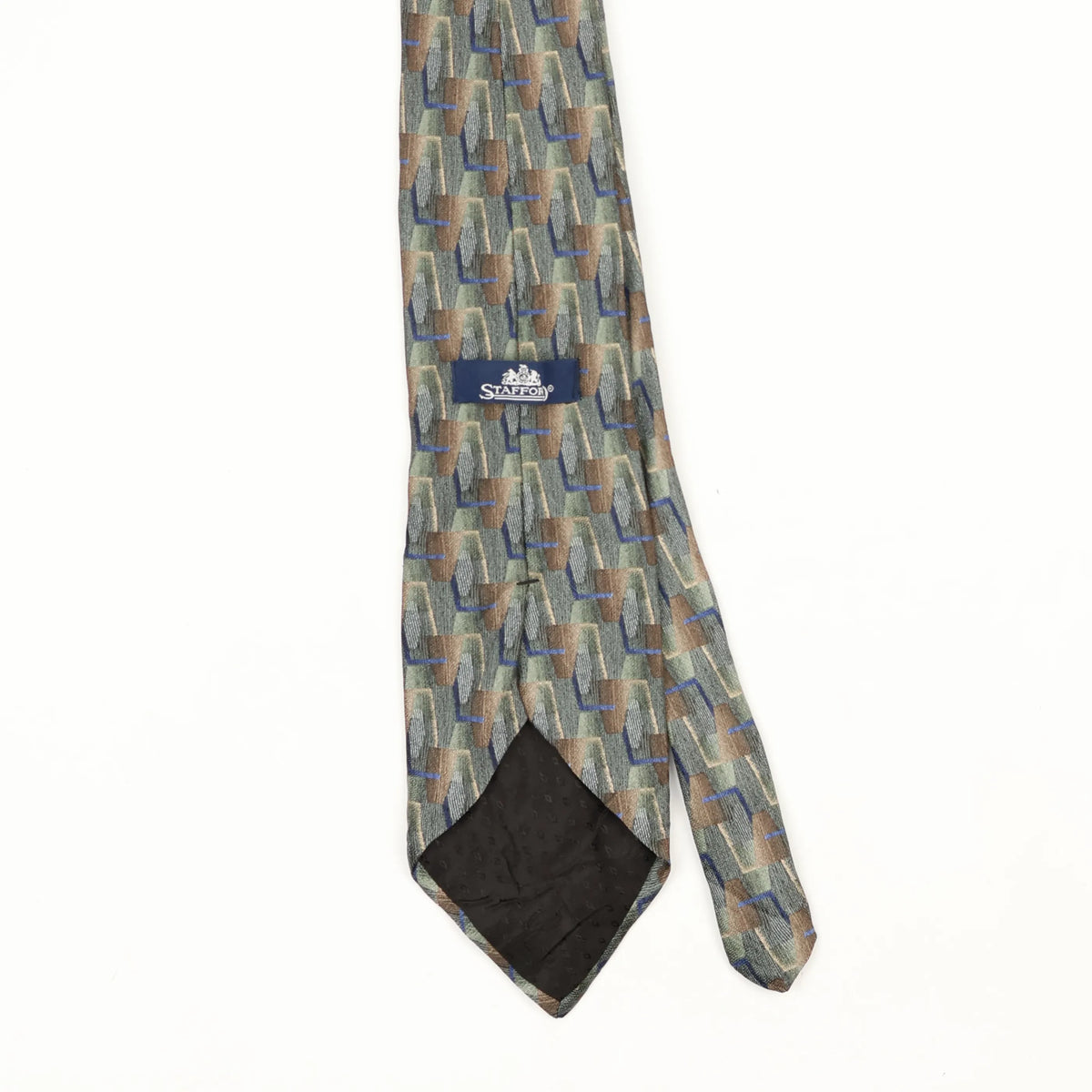 Back Back Detail of Vintage 1990's Stafford Geometric Patterned Tie