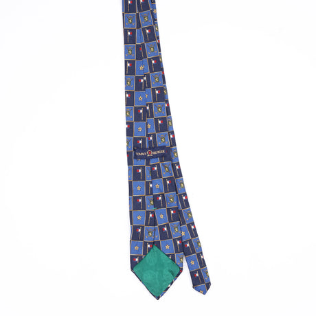 Back Back of Vintage 1990's Tommy Hilfiger Flag Geometric Patterned Tie