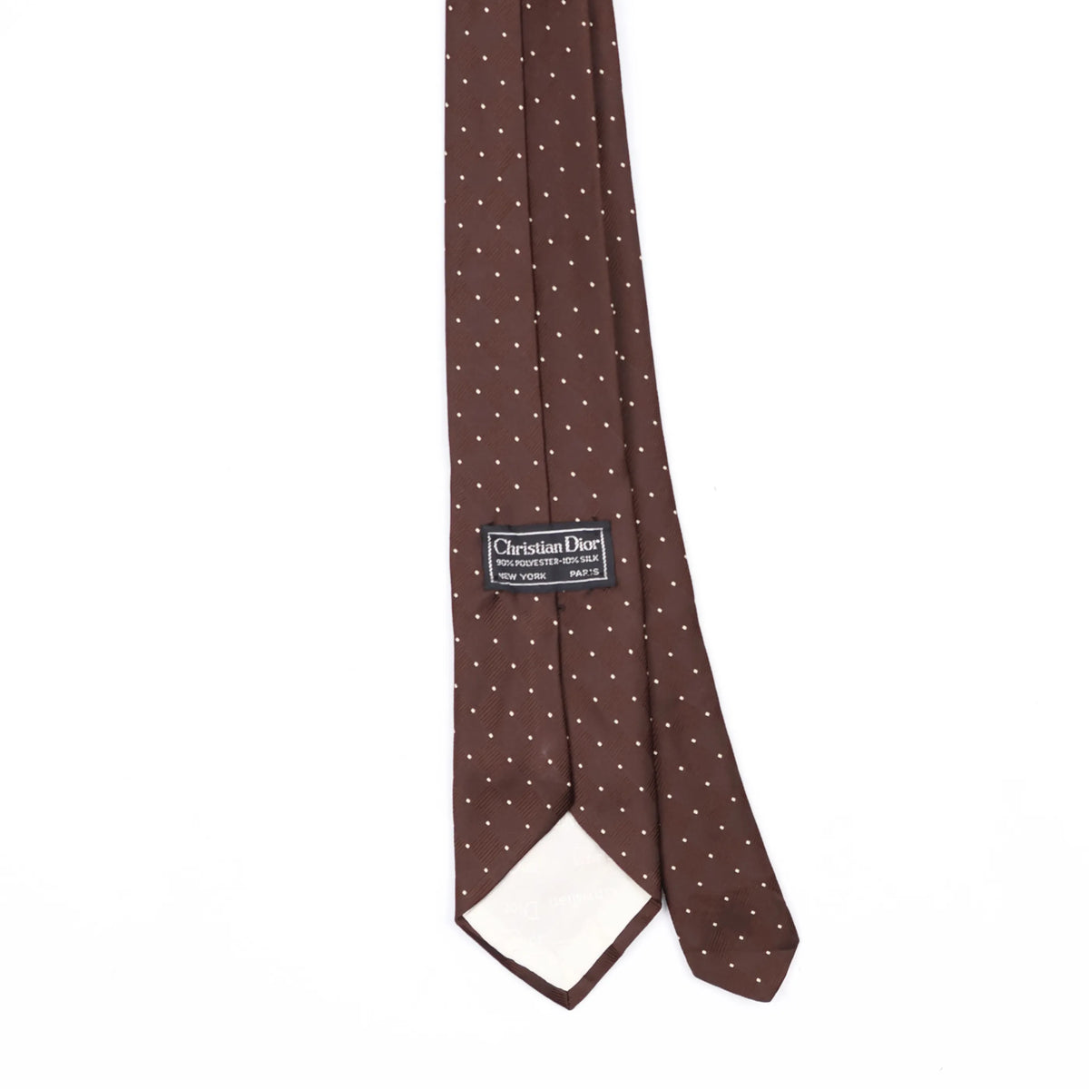 Back Back Detail of Vintage 1980's Christian Dior Polka Dot Patterned Tie