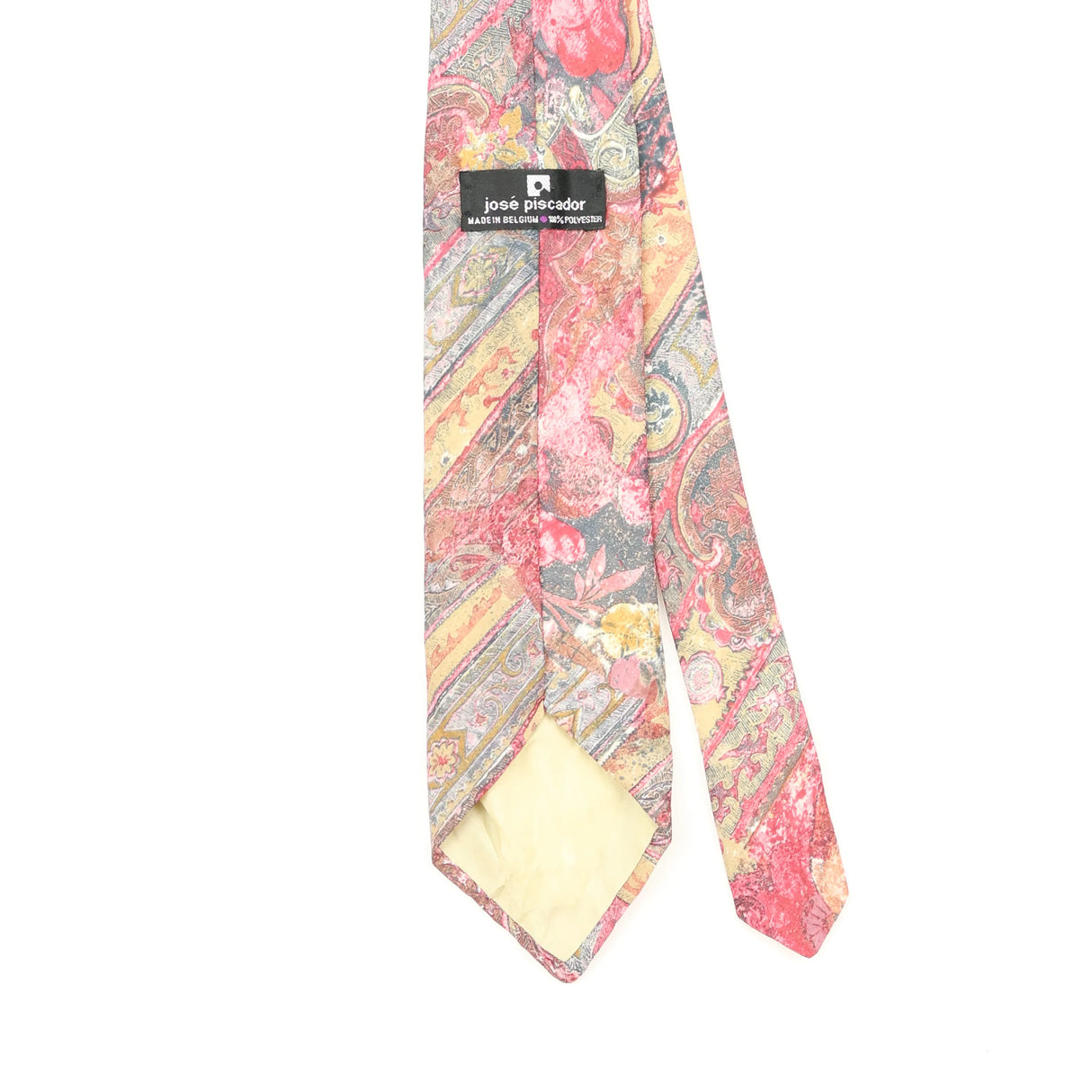 Back Back Detail of Vintage 1990's Jose Piscador Flowers Floral Patterned Tie