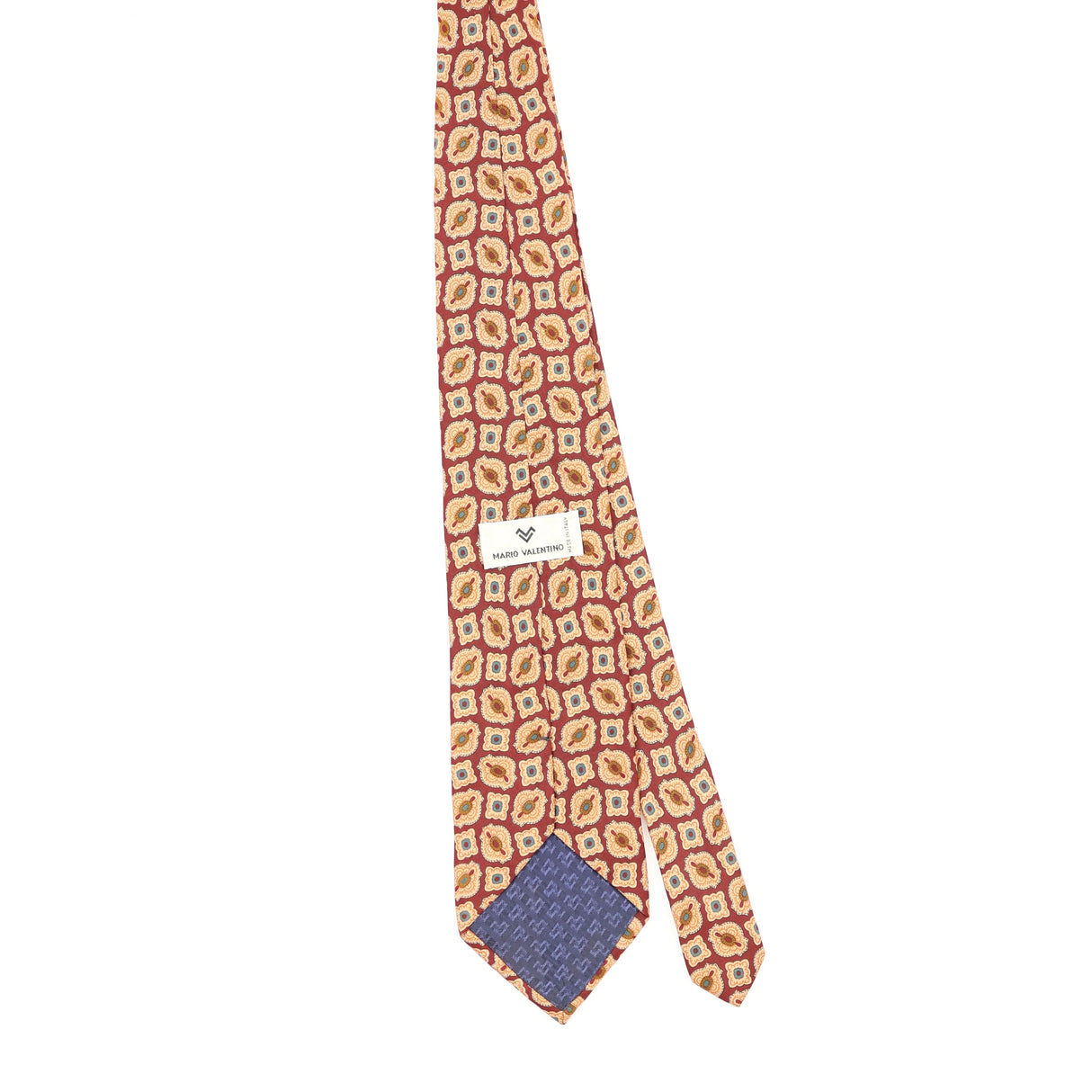 Back Back of Vintage 1990's Mario Valentino Geometric Patterned Tie