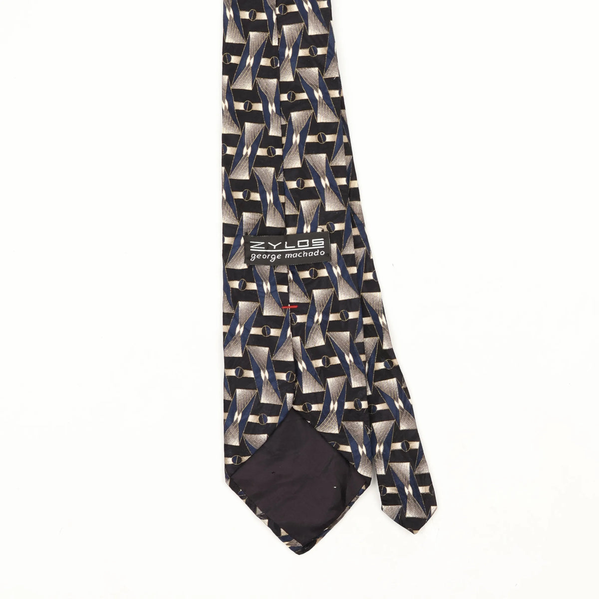 Back Back Detail of Vintage 1990's Zylos Geometric Patterned Tie