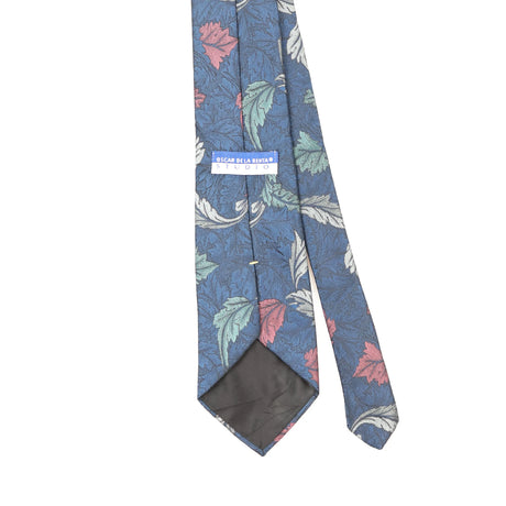 Back Back Detail of Vintage 1990's Oscar De La Renta Floral Patterned Tie