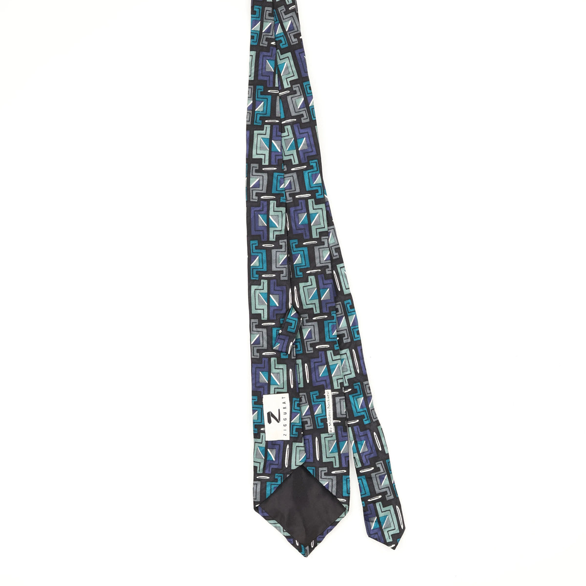 Back Back of Vintage 1990's Mulberry Geometric Patterned Tie