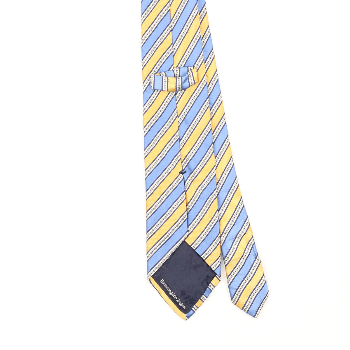 Back Back Detail of Vintage 1990's Ermenegildo Zegna Striped Patterned Tie