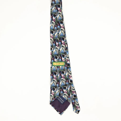 Back Back of Vintage 1990's Jerry Garcia Clockworks Geometric Patterned Tie