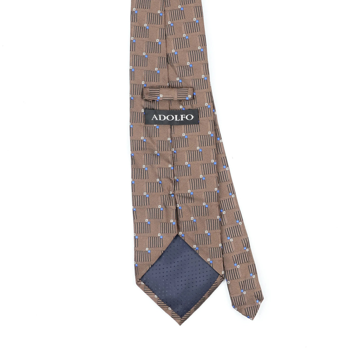 Back Back Detail of Vintage Squares Geometric Patterned Tie