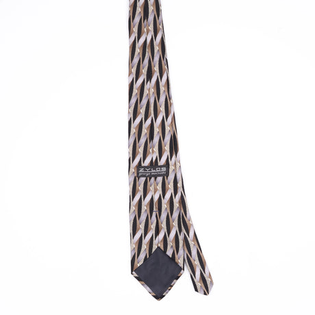 Back Back of Vintage 1990's Zylos Geometric Patterned Tie