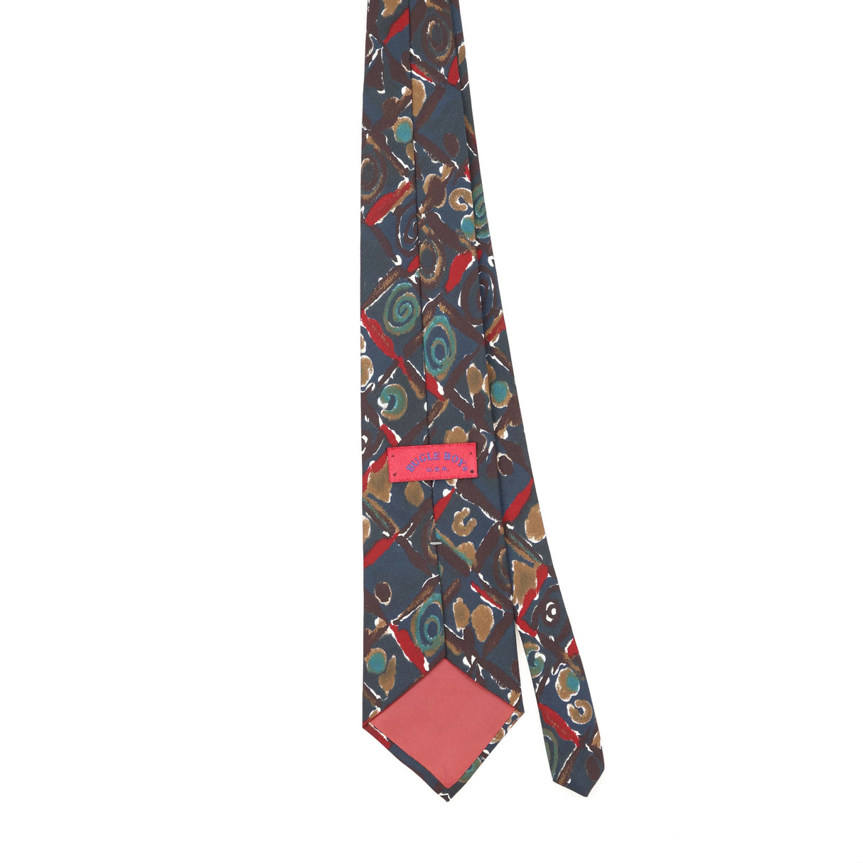 Back Back of Vintage 1990's Bugle Boy Abstract Patterned Tie