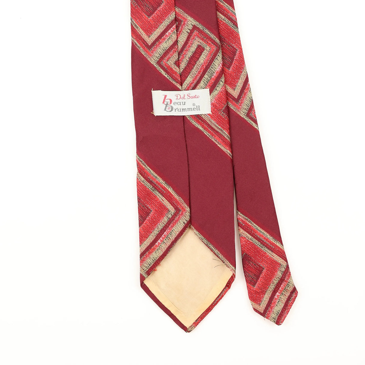 Back Detail of Vintage 1980's Beau Brummell Geometric Patterned Tie