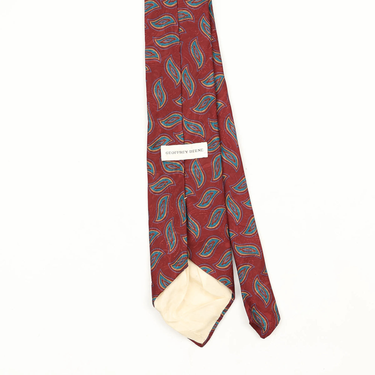 Back Back Detail of Vintage 1990's Geoffrey Beene Paisley Patterned Tie
