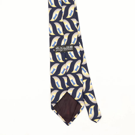 Back Back Detail of Vintage 1990's Zylos Geometric Patterned Tie