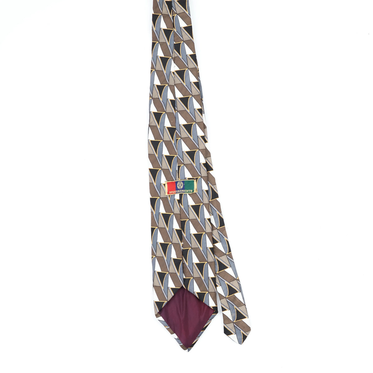 Back Back of Vintage Geometric Patterned Tie