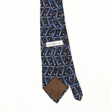 Back Back Detail of Vintage 1990's Oleg Cassini Geometric Patterned Tie