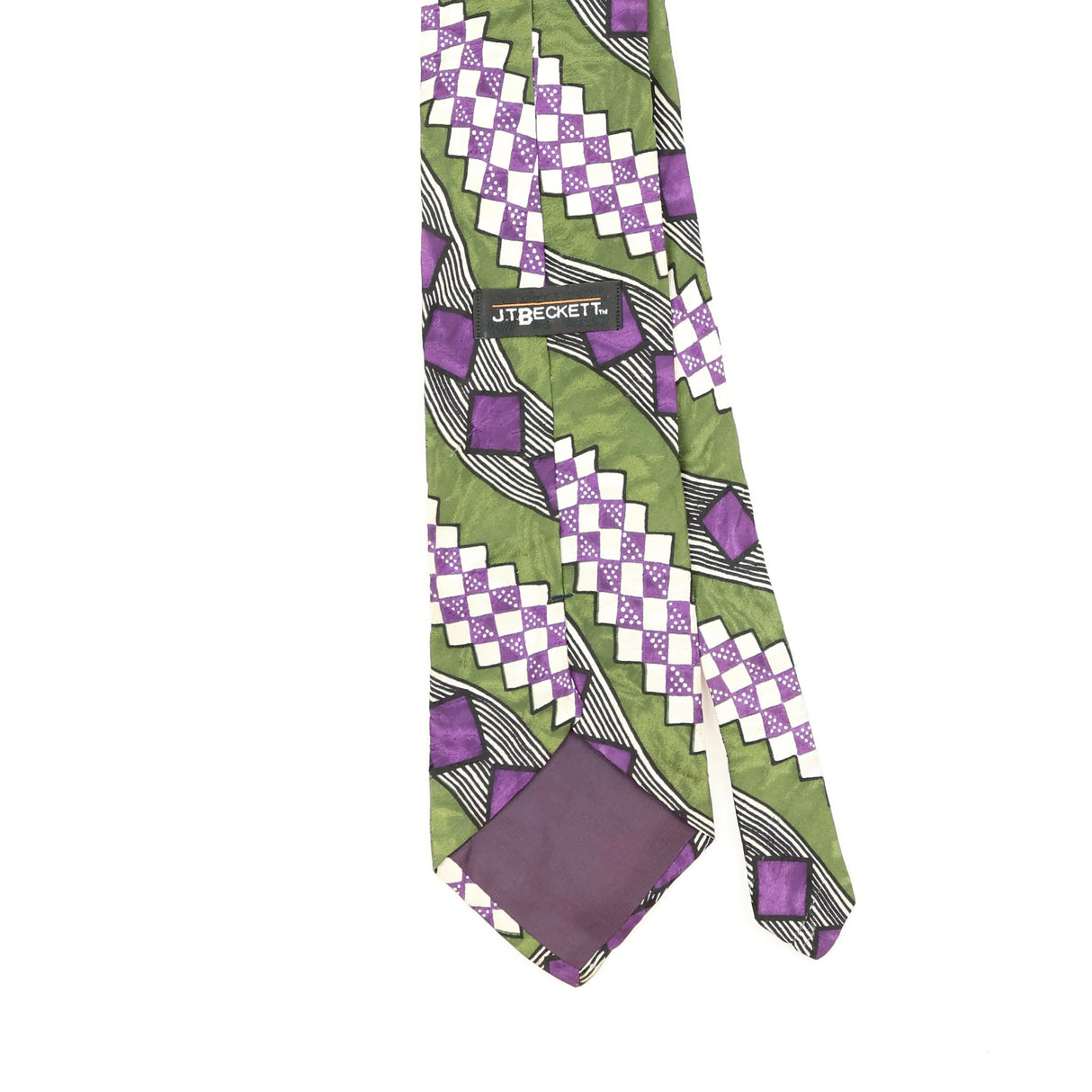 Back Back Detail of Vintage 1990's J.T. Beckett Geometric Patterned Tie