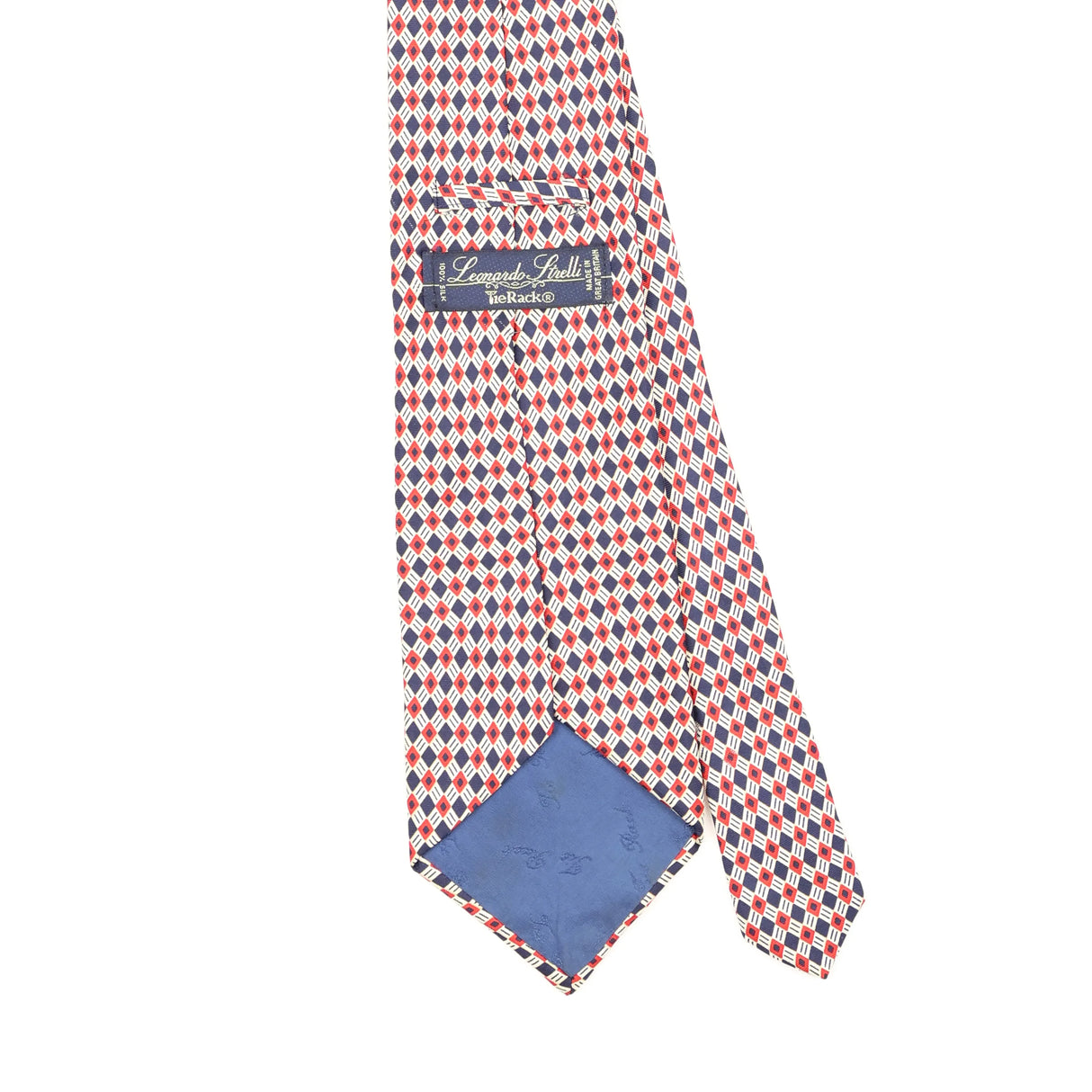 Back Back Detail of Vintage 1990's Tie Rack Leonardo Strelli Geometric Patterned Tie