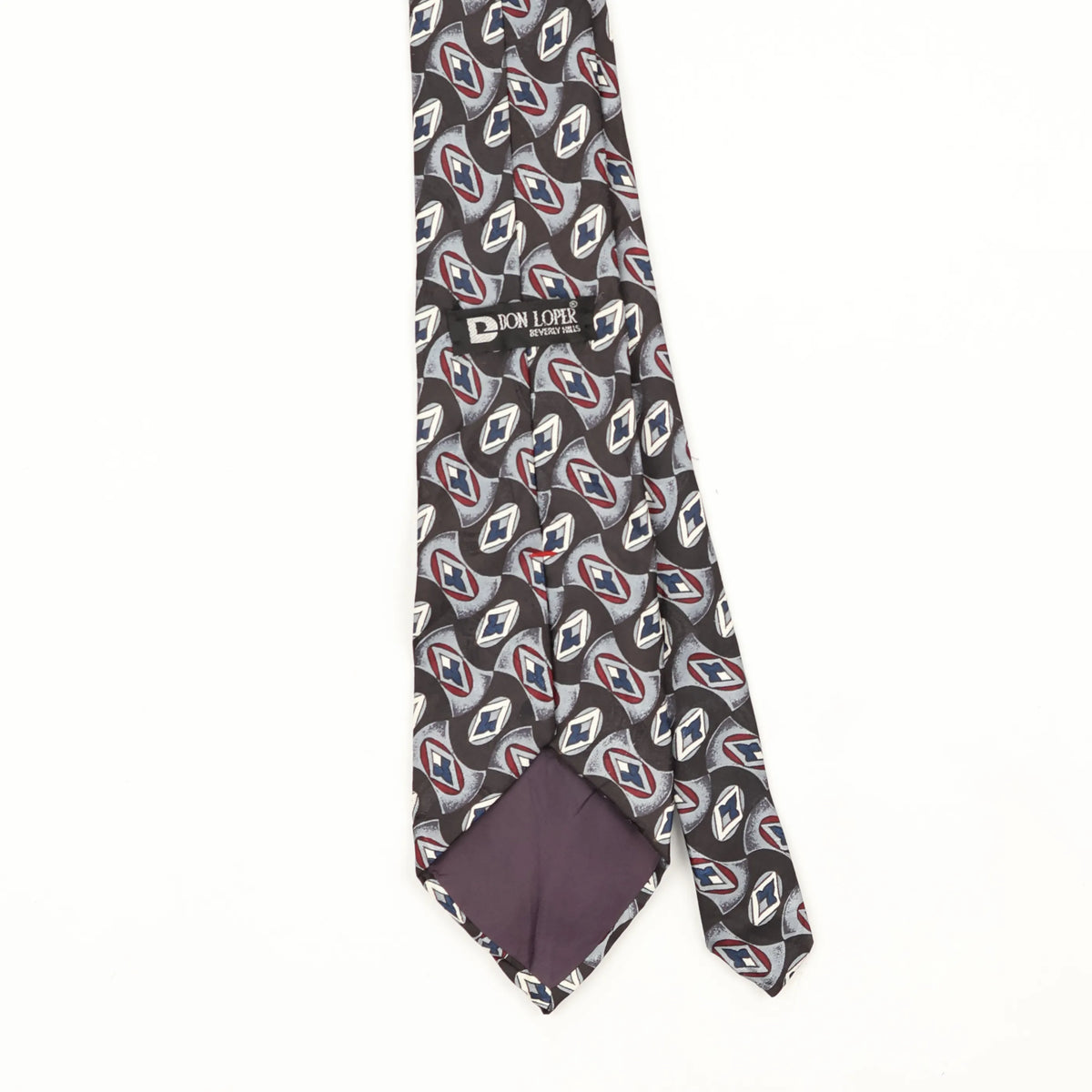 Back Back Detail of Vintage 1990's Don Loper Geometric Patterned Tie