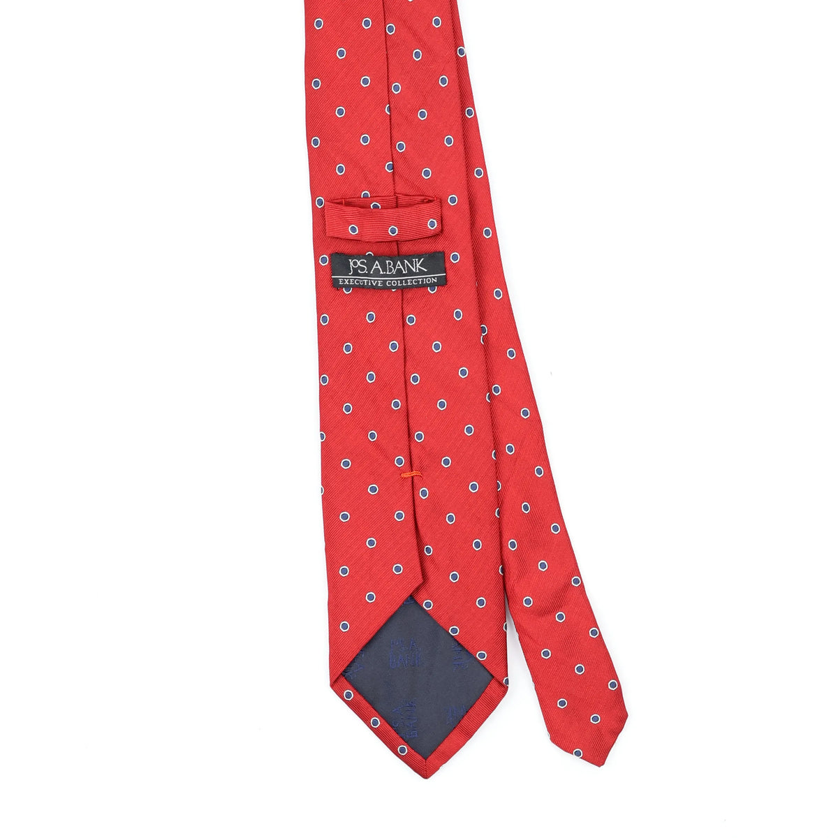 Back Back Detail of Vintage Jos. A. Bank Polka Dot Patterned Tie