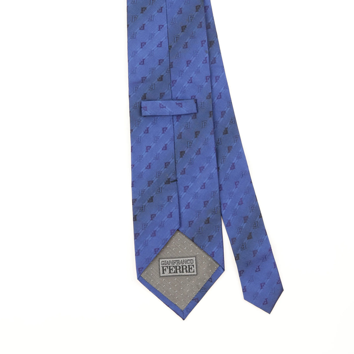 Back Detail of Vintage 1990's Gianfranco Ferré Geometric Patterned Tie