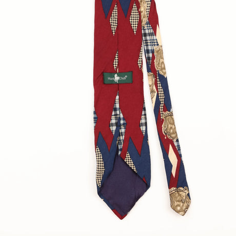 Back Detail of Vintage 1990's Hunt Shield Abstract Patterned Tie